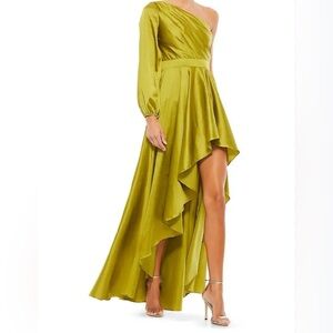 Mac Duggal One Shoulder Hi-Low Gown in Chartreuse Size 0